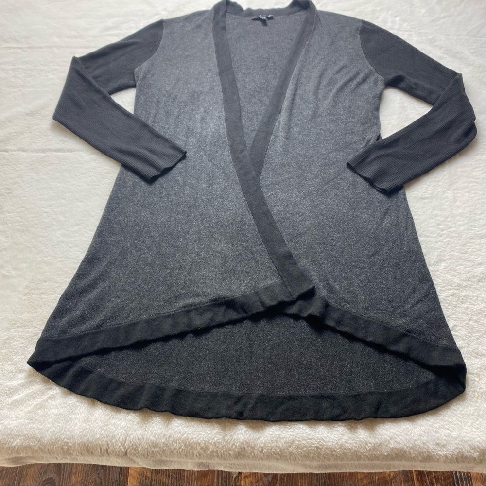 Eileen Fisher Open Front Knit Black/Gray Cardigan Size Medium